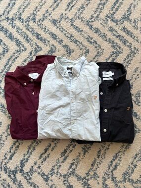 Set of 3 Farah Men's Long-Sleeve Button-Down Shirts Size Medium